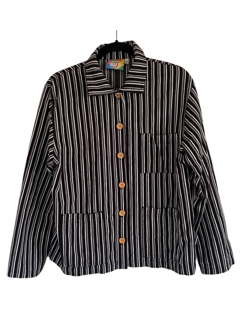 Big Bud Press Black White Striped Work Jacket Unisex S